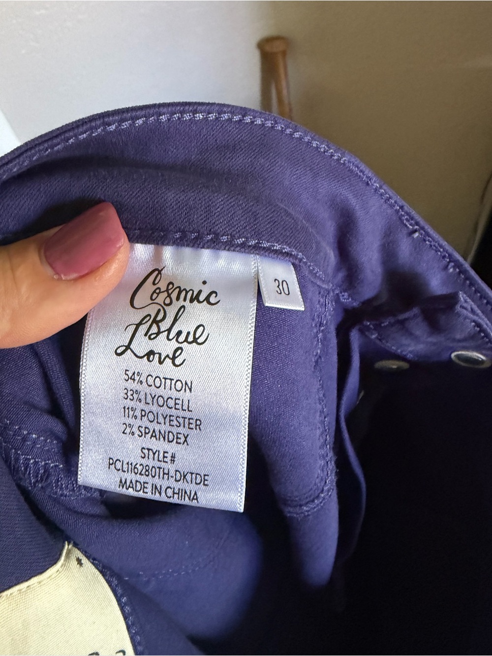 Cosmic Blue Love Women's Blue Pants - Stretch Cotton Blend